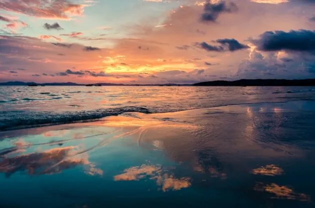 A Picture of a Sunset and Water